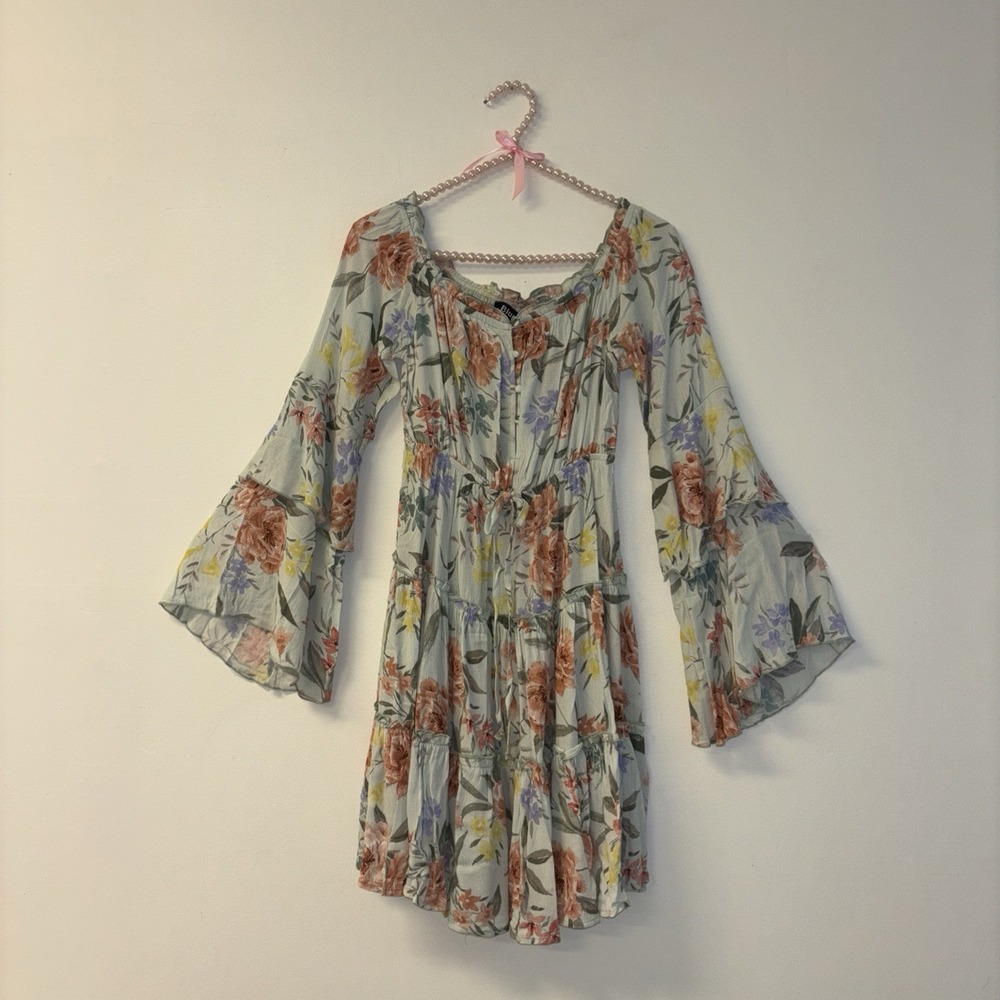 Blue B Floral Dress Sz M Fairy Ethereal Dainty Mini Bell Tropic Beachy NWT Milkm - Picture 2 of 11